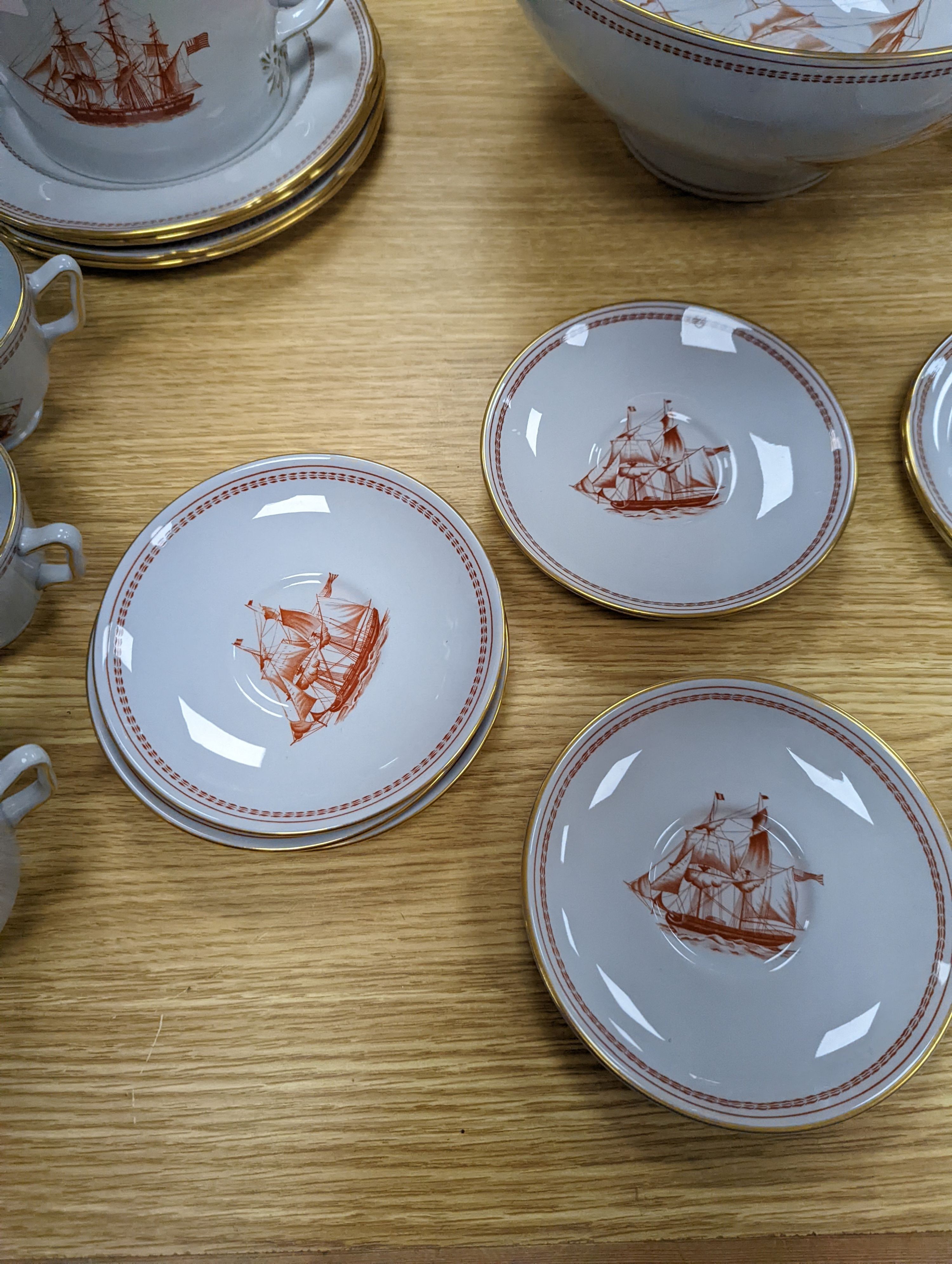 A Spode 'Tradewinds' fruit bowl and matching tea service for six settings